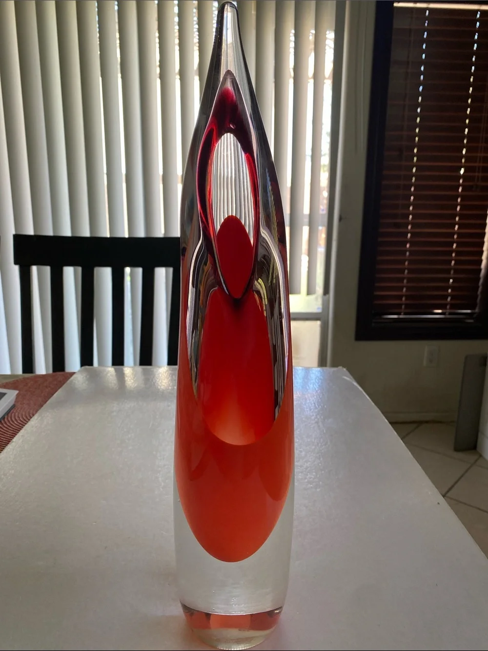 Global Views Fire Stalagmite Vase 17.5” Hand Formed Polish Glass Art Decor